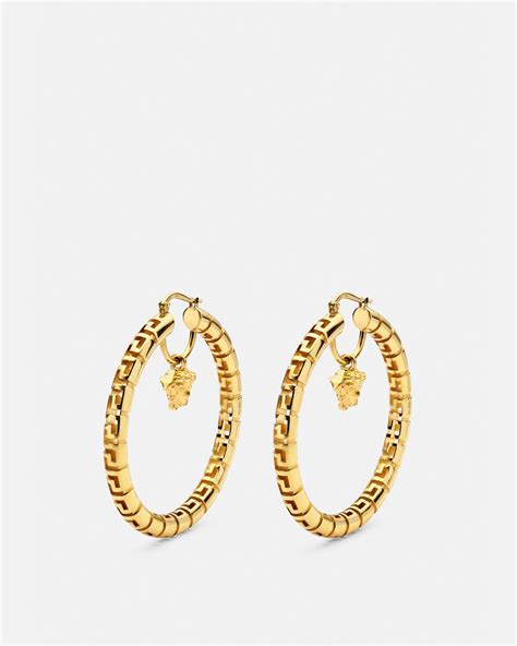 versace gold earrings hoops|greca hoop earrings.